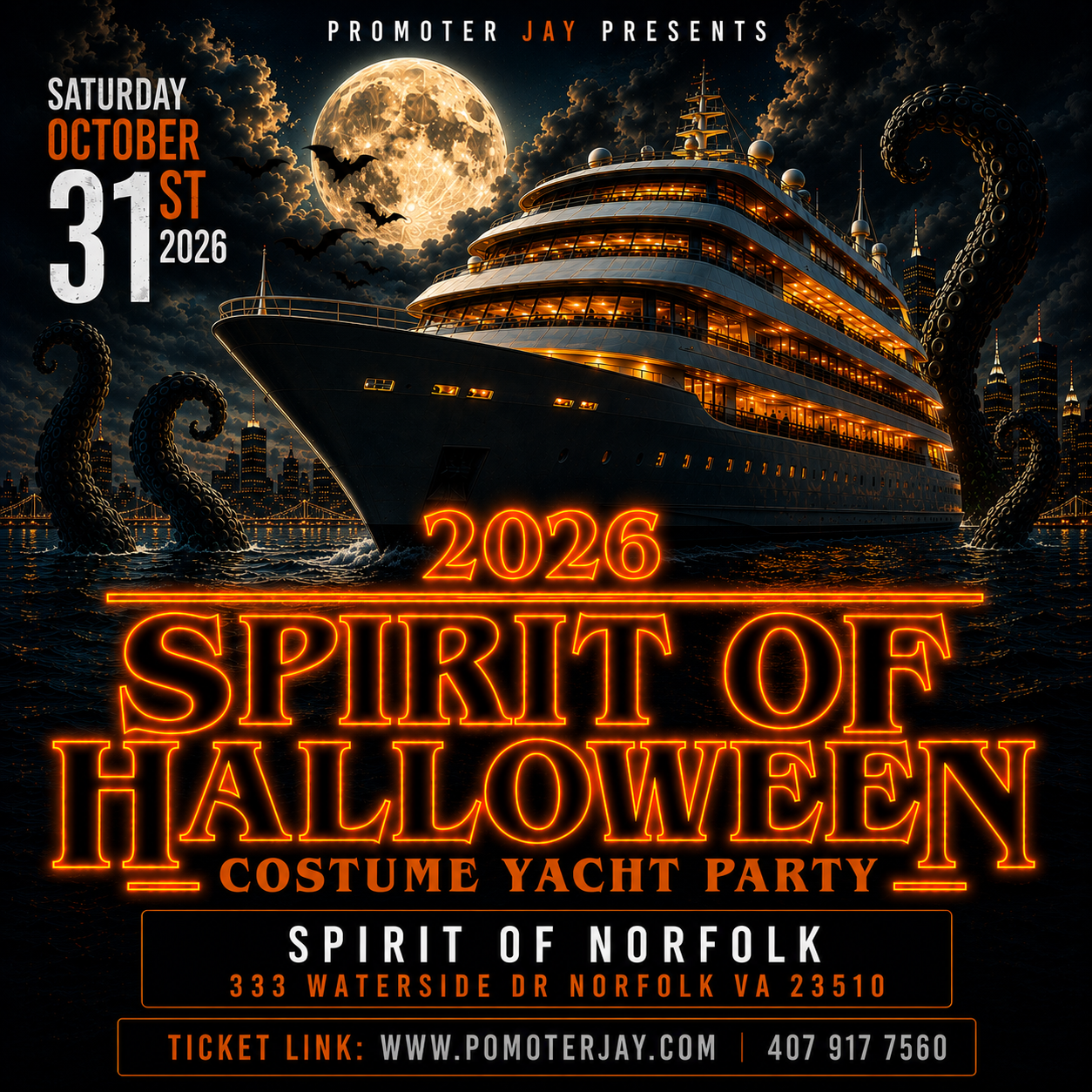 2026 Norfolk Halloween Costume Cruise Party flyer